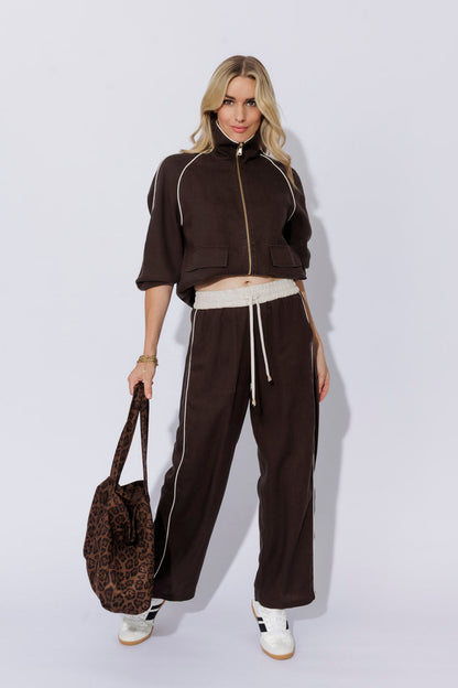 Chocolate Washed Linen Pocket Pant