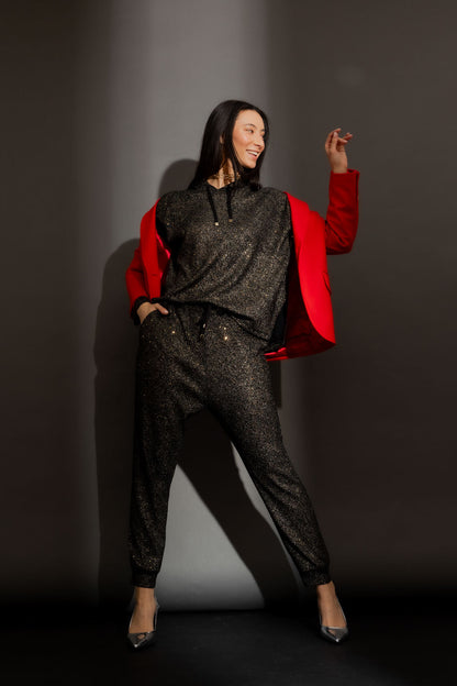 Gold Lurex Pull On Jogger