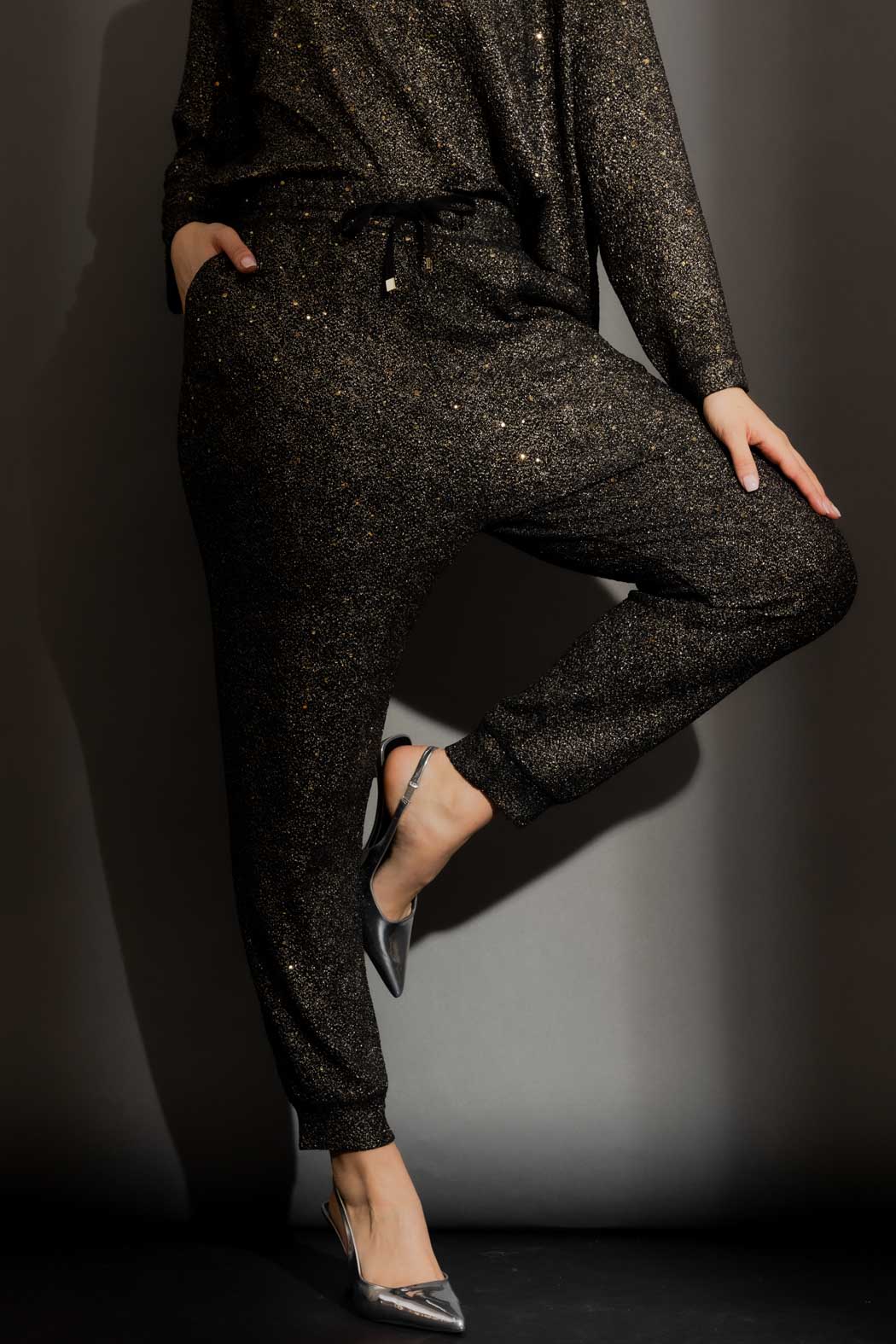 Gold Lurex Pull On Jogger