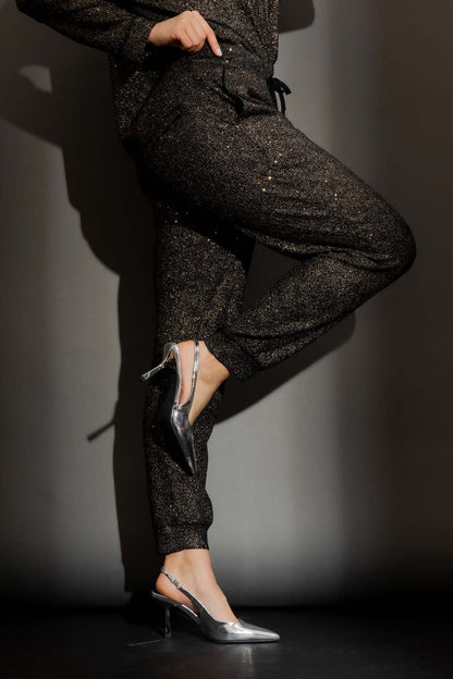 Gold Lurex Pull On Jogger