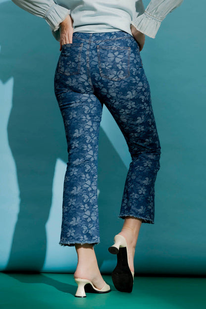 Floral Crop Flare Jean