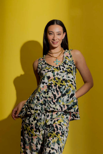 Chartreuse Camo Bell Cami Chartreuse Camo