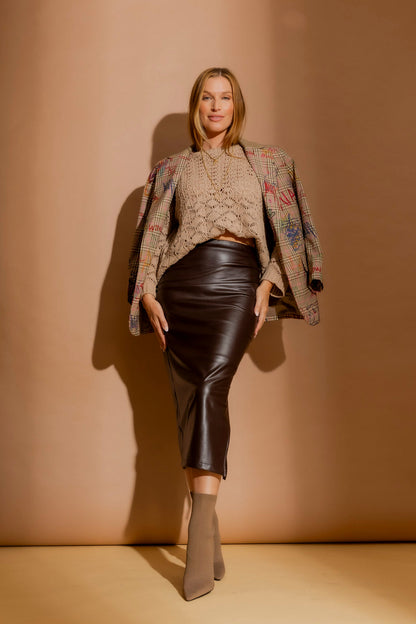 Coffee Croc Ruched Miracle Skirt