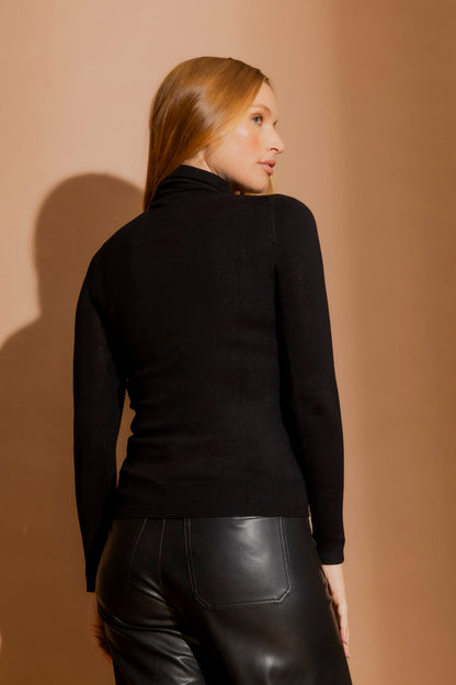 Black Fine Knit Roll Neck Jumper Black S
