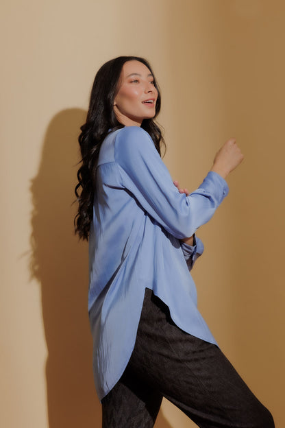 Cornflower Piped Front Blogger Shirt