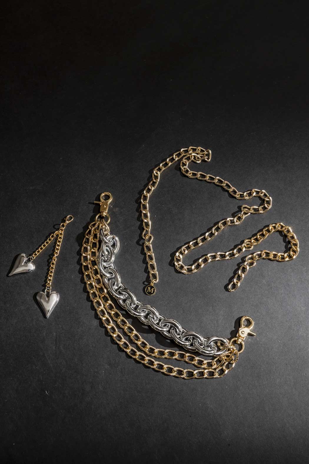 Double Heart Chain Belt Gold/Silver O/S