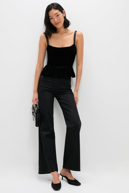 Black Velvet Jour Peplum Top