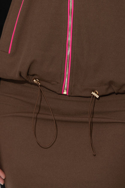 Chocolate Contrast Bomber Jacket