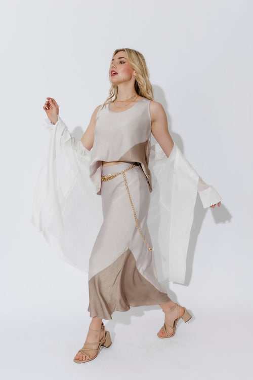 Champagne Contrast Bias Skirt