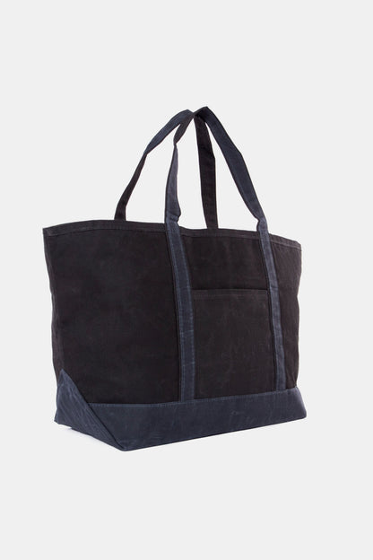 Black Waxed Large Canvas Tote