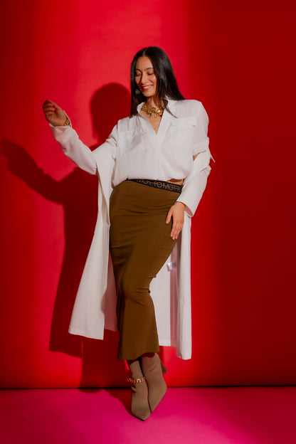 Cocoa Tencel Tube Skirt