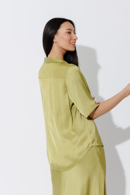Chartreuse Silky Shirt