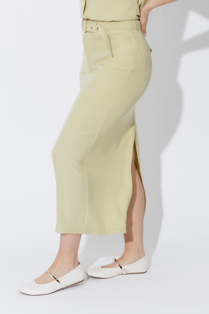 Chartreuse Belted Skirt