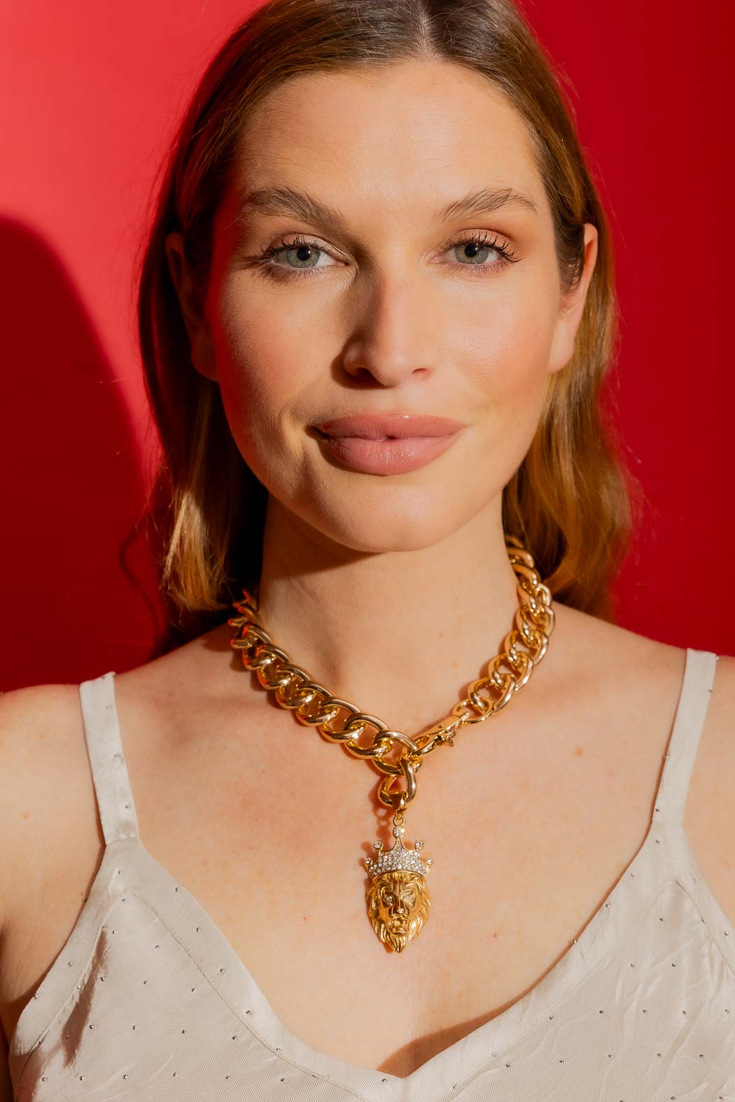Gold Lion Necklace Gold O/S