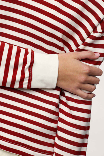 Boyfriend Stripe Tee | Scarlet White Stripe
