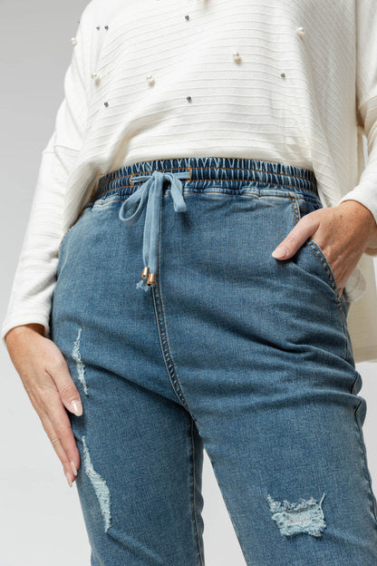 Denim Drawstring Jean