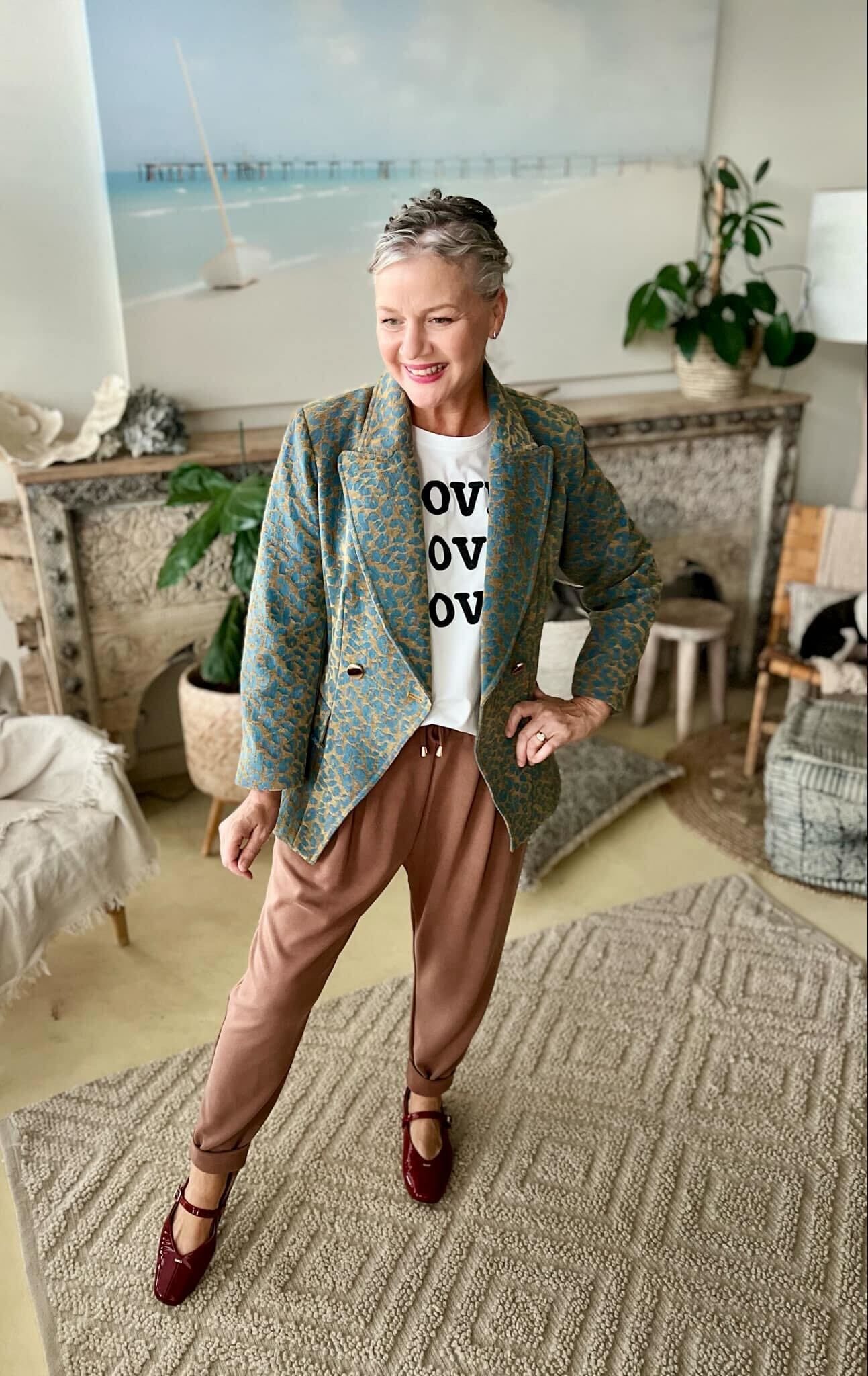 Gold Animal Denim Sisca Blazer Gold Animal