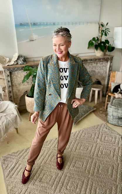 Gold Animal Denim Sisca Blazer Gold Animal