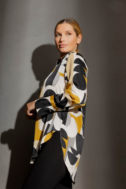 Gold Abstract Silky Blogger Shirt Gold Abstract