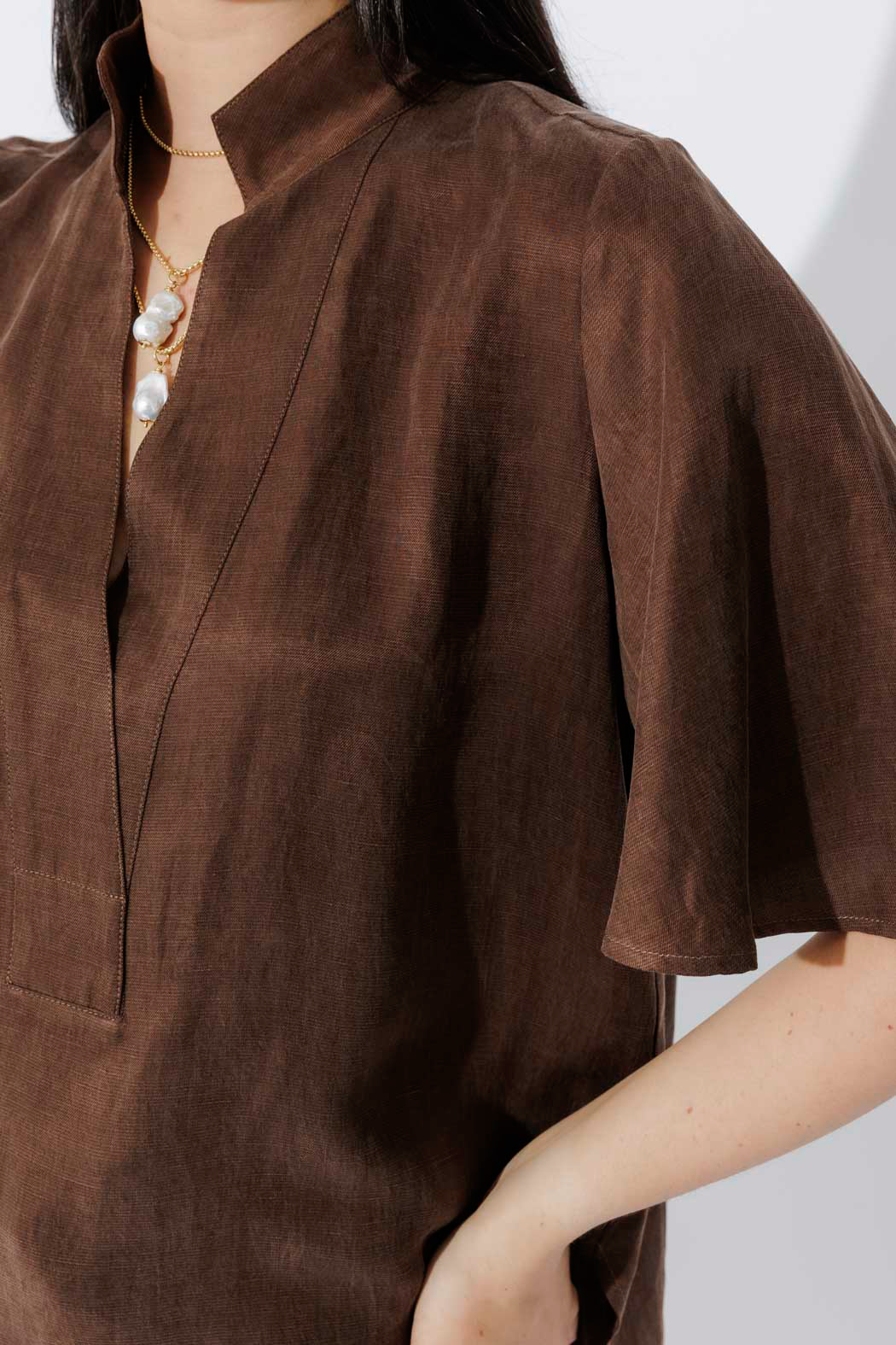 Coffee Tencel/Linen Blogger Shirt