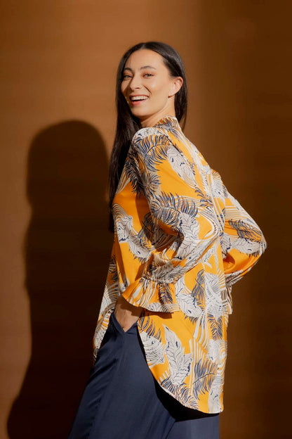 Fern Print Femme Blogger Shirt Yellow