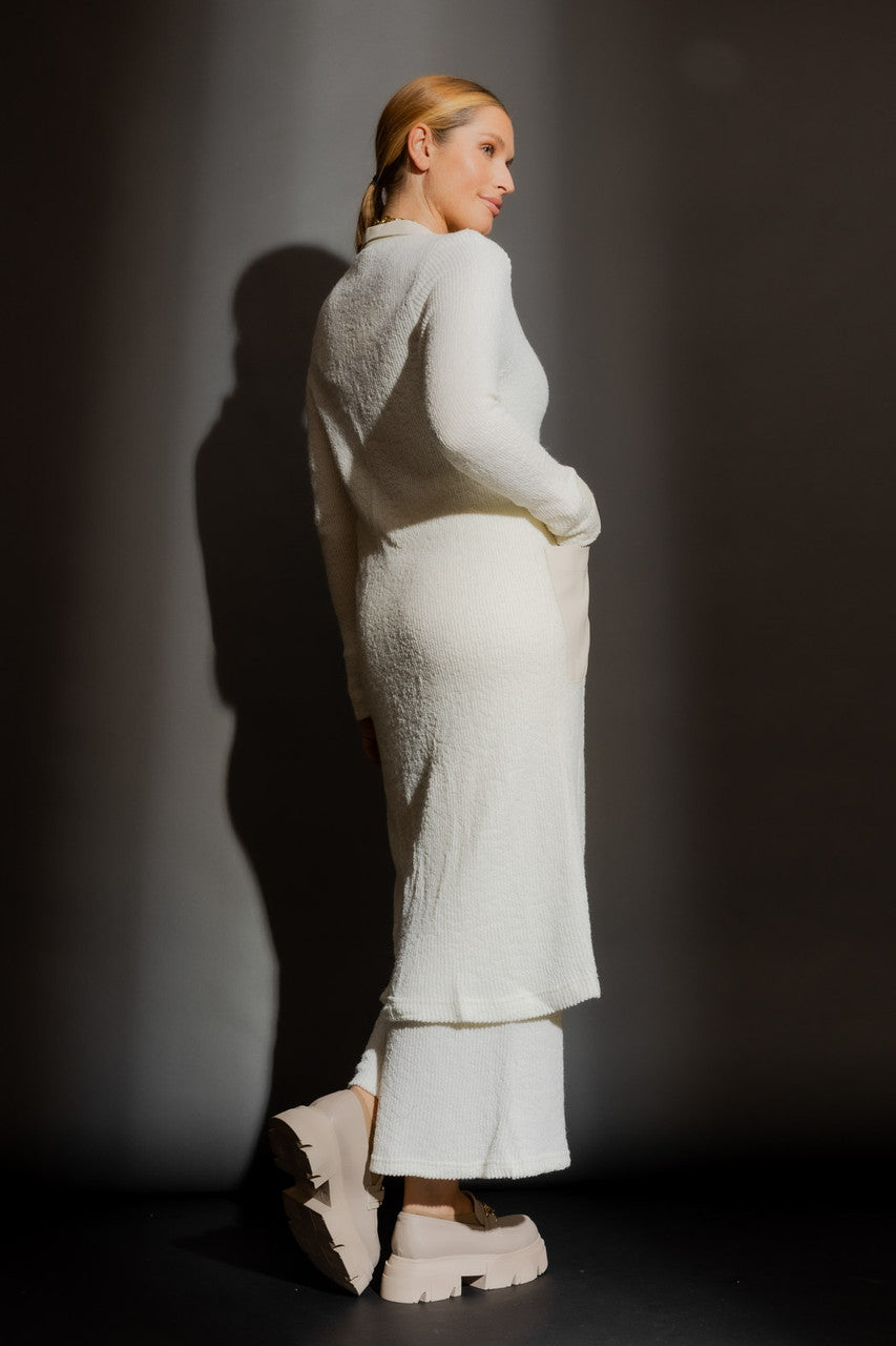 Cream Luxe Rib Cardigan