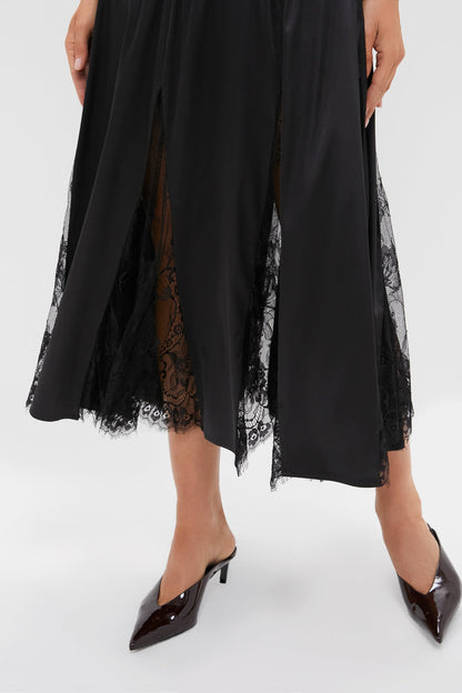 Black Mixed-Media Coco Maxi Dress