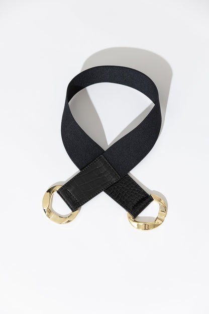Gold Double Ring Elasticated Belt