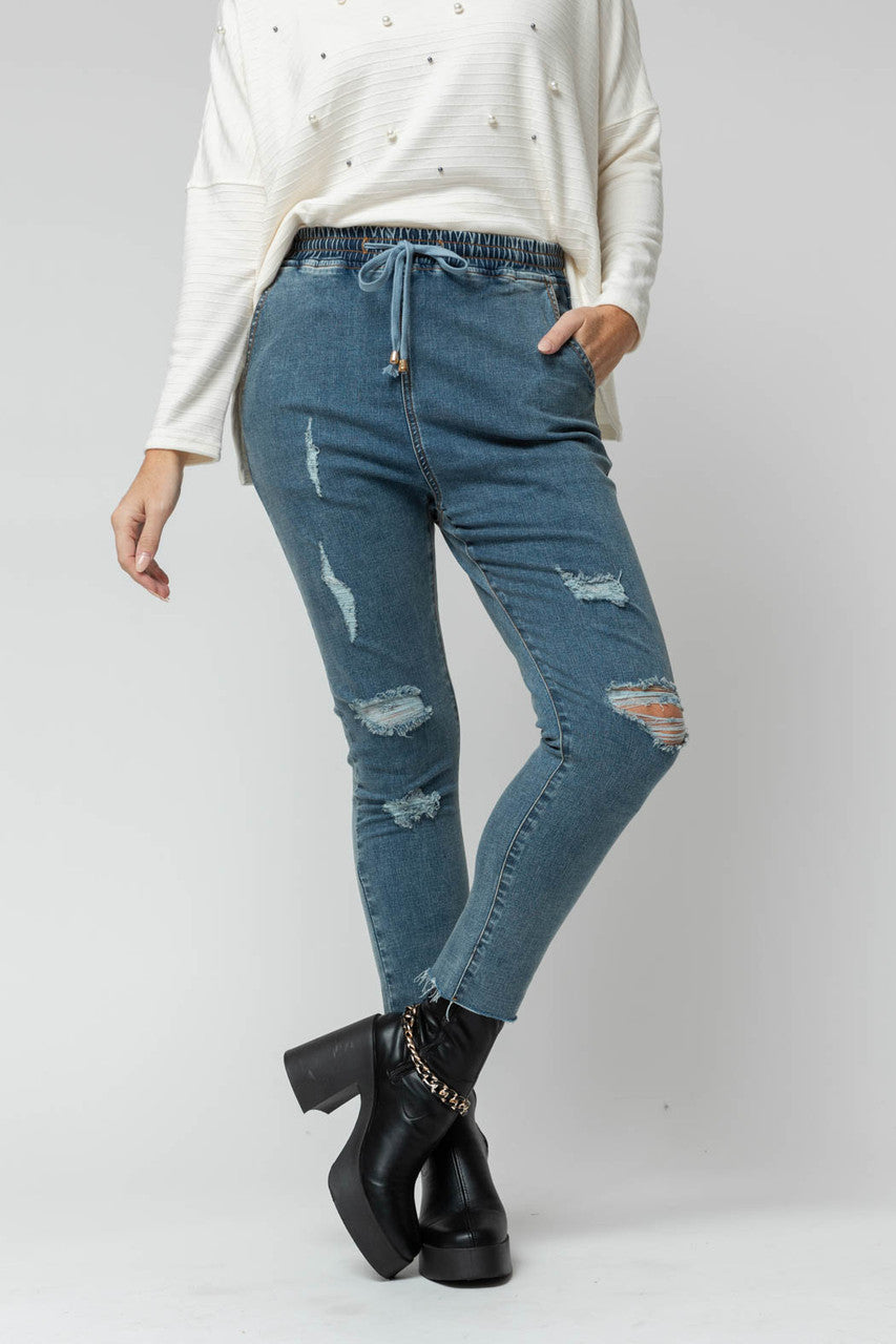Denim Drawstring Jean
