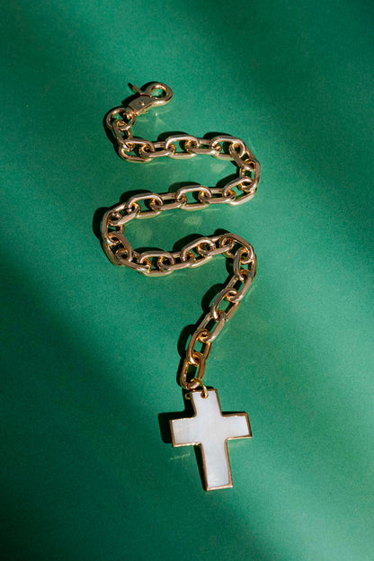 Gold Chain With Shell Cross Necklace S