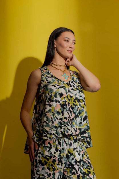 Chartreuse Camo Bell Cami Chartreuse Camo