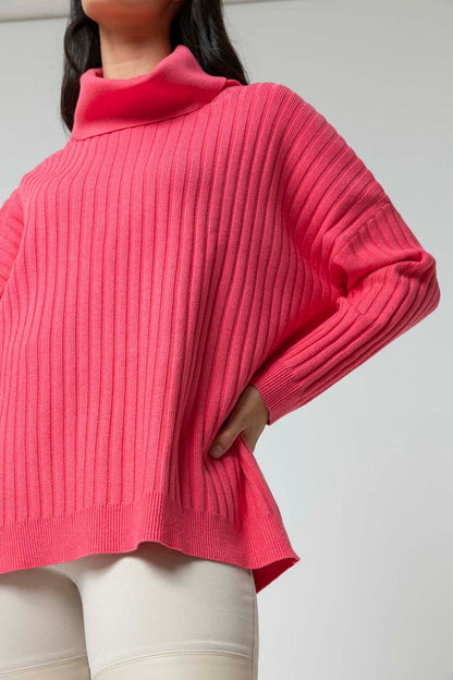 Coral Cowl Neck Jumper